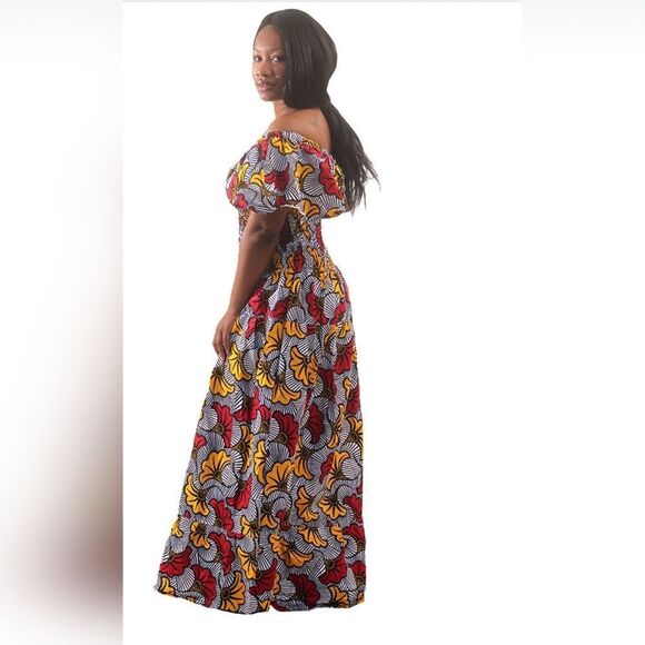African Flower Print Maxi Dress- Made in Ghana - Picture 3 of 4